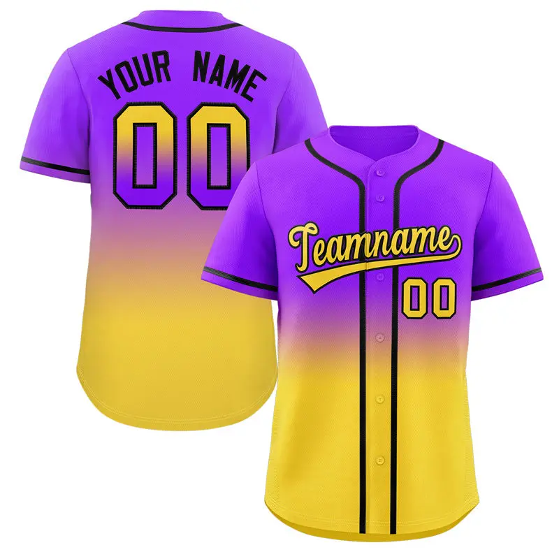 Purple Gold Gradient Fashion Baseball Jersey