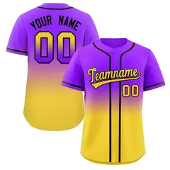 Purple Gold Gradient Fashion Baseball Jersey