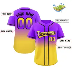 Purple Gold Gradient Fashion Baseball Jersey 2