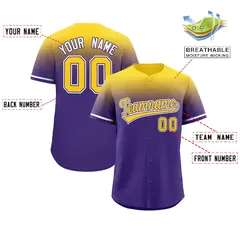 Purple Gold Gradient Fashion Baseball Jersey 2