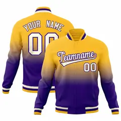 Purple Gold Gradient Full-Snap Fashion Letterman Jacket 1