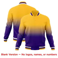 Purple Gold Gradient Full-Snap Fashion Letterman Jacket 7