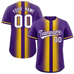 Purple Gold Gradient Lapel Fashion Baseball Jersey 1