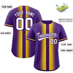 Purple Gold Gradient Lapel Fashion Baseball Jersey 2