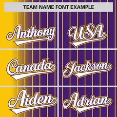 Purple Gold Gradient Pinstripe Varsity Full-Snap Letterman Baseball Jacket 3