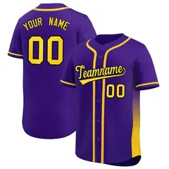 Purple Gold Gradient Side Authentic Baseball Jersey