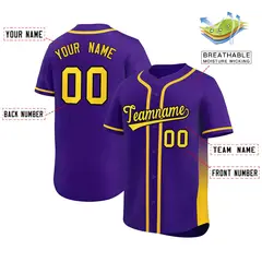 Purple Gold Gradient Side Authentic Baseball Jersey 2