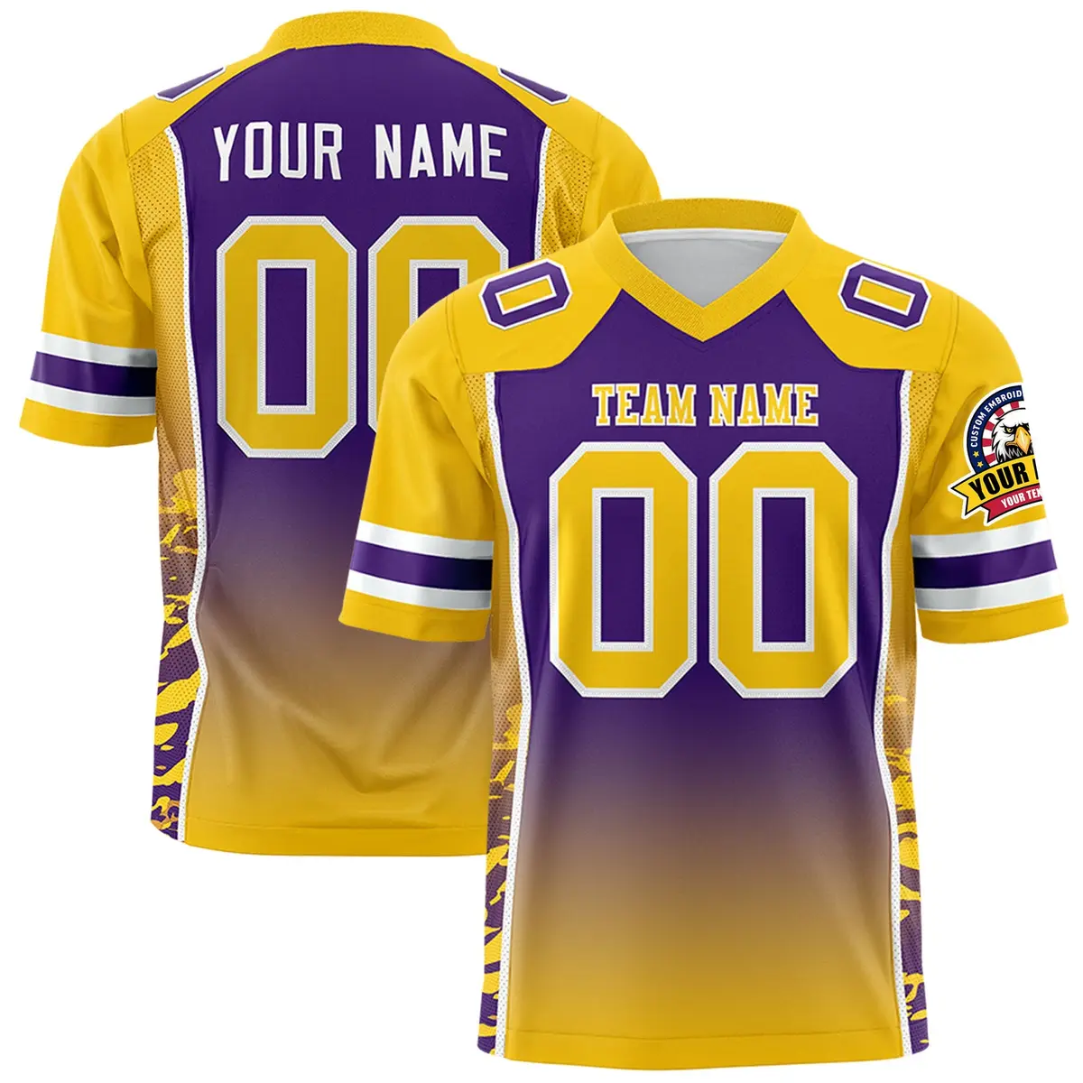 Purple Gold Gradient Side Pattern Authentic Football Jersey