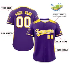 Purple Gold Gradient Side Star Pattern Baseball Jersey 2