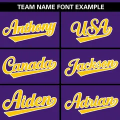 Purple Gold Gradient Side Star Pattern Baseball Jersey 3