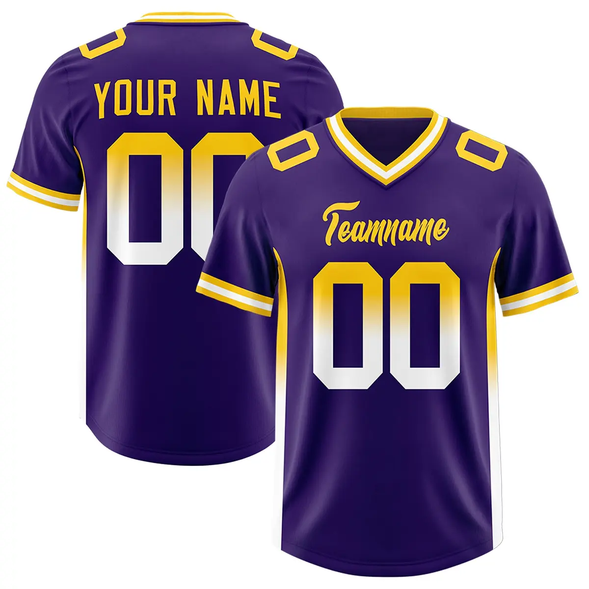 Purple Gold Gradient Sides Fashion Football Jersey