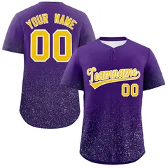 Purple Gold Gradient Sparkle-Effect Fashion Baseball Jersey