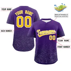 Purple Gold Gradient Sparkle-Effect Fashion Baseball Jersey 2