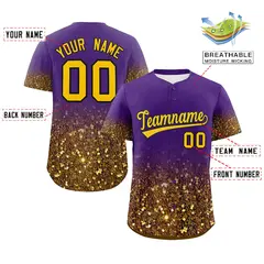 Purple Gold Gradient Sparkle-Effect Fashion Baseball Jersey 2