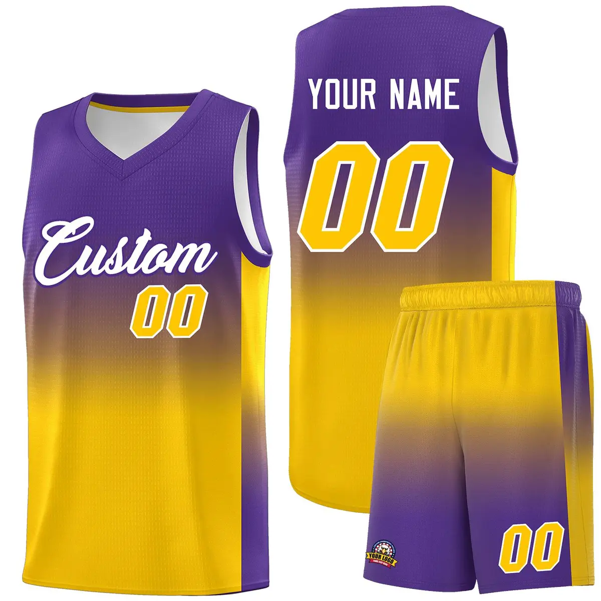Purple Gold Gradient Sports Basketball Jersey