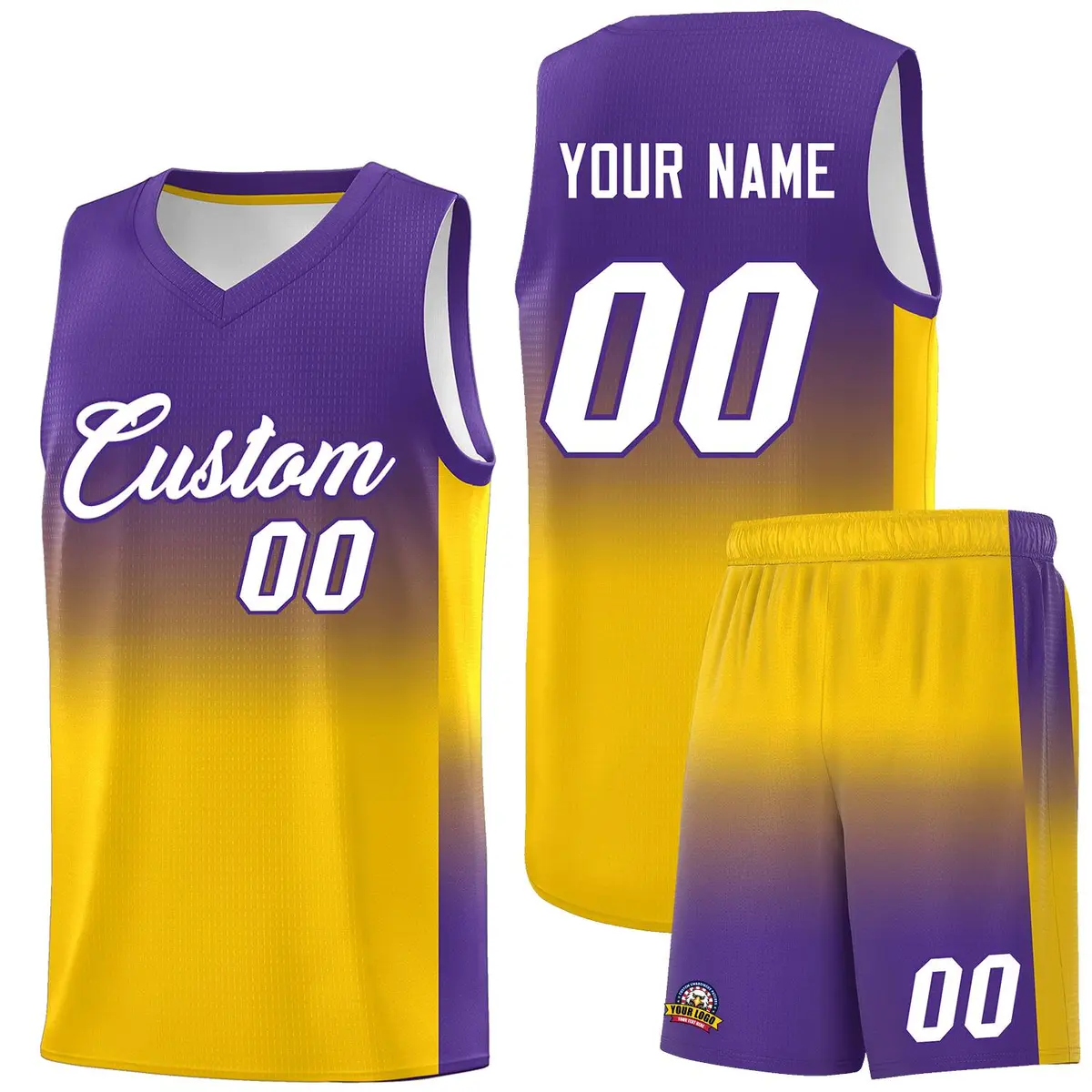 Purple Gold Gradient Sports Basketball Jersey