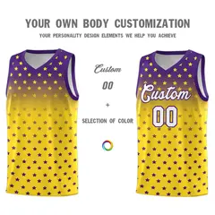 Purple Gold Gradient Star Pattern Basketball Jersey Sets 3
