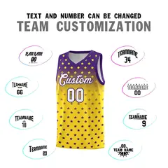 Purple Gold Gradient Star Pattern Basketball Jersey Sets 4
