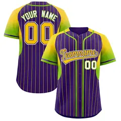 Purple Gold Gradient Stripe Fashion Sleeves Baseball Jersey 1