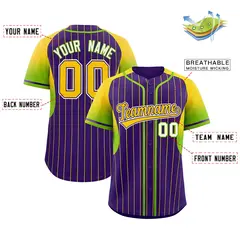 Purple Gold Gradient Stripe Fashion Sleeves Baseball Jersey 2