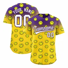 Purple Gold Graffiti Gradient Smile Baseball Jersey 1