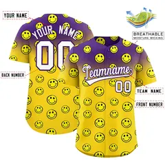 Purple Gold Graffiti Gradient Smile Baseball Jersey 2