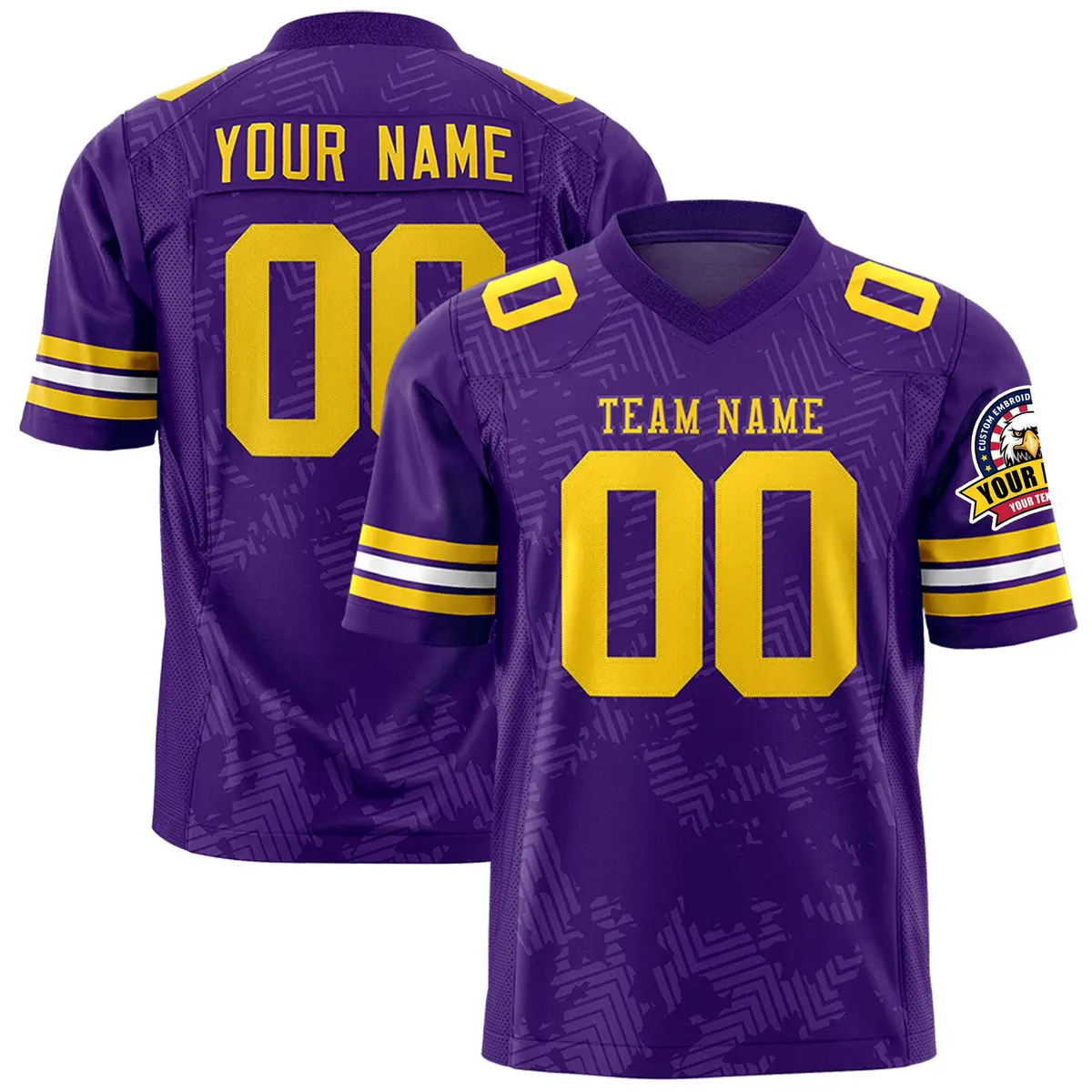Purple Gold Graffiti Line Authentic Football Jersey