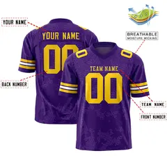 Purple Gold Graffiti Line Authentic Football Jersey 2