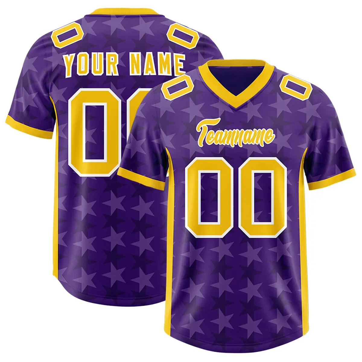 Purple Gold Graffiti Pattern Authentic Football Jersey