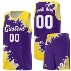 Purple Gold-Gray Sparkle Pattern Basketball Kits