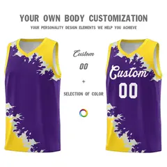 Purple Gold-Gray Sparkle Pattern Basketball Kits 3
