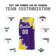 Purple Gold-Gray Sparkle Pattern Basketball Kits 4