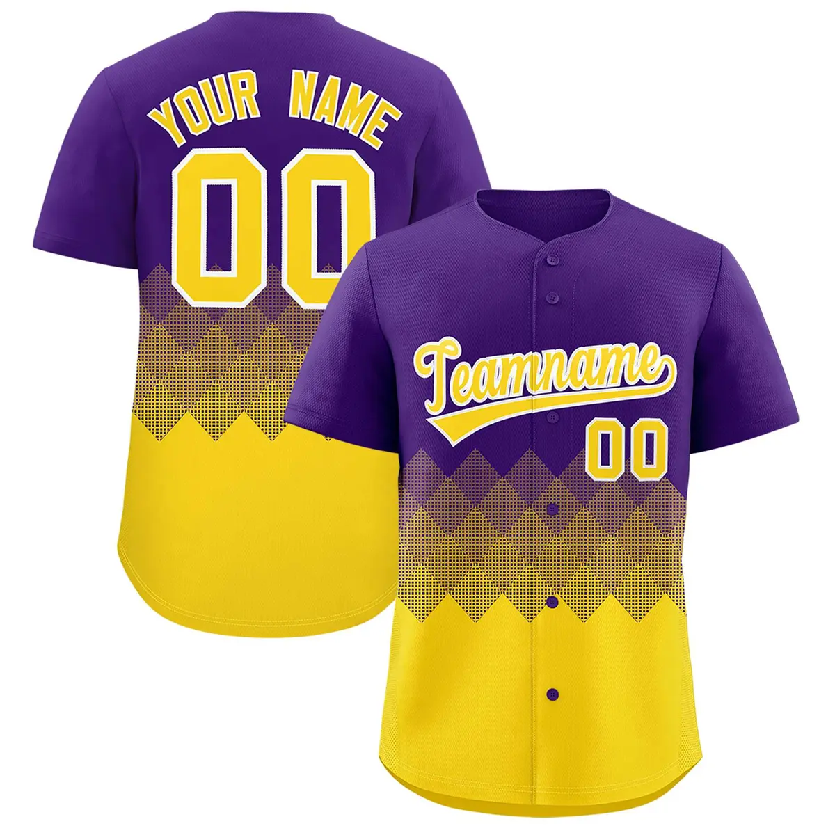 Purple Gold Grid Blur Pattern Baseball Jersey