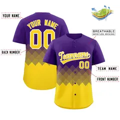 Purple Gold Grid Blur Pattern Baseball Jersey 2