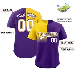 Purple Gold Half Gradient Authentic Baseball Jersey 2