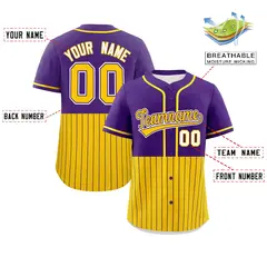 Purple Gold Half Stripe Authentic Baseball Jersey 2