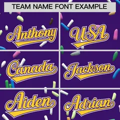 Purple Gold Ice Cream Pattern V-Neck Hockey Jersey 3