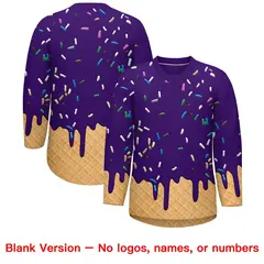 Purple Gold Ice Cream Pattern V-Neck Hockey Jersey 7