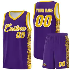Purple Gold Indians Pattern Basketball Uniform Jersey