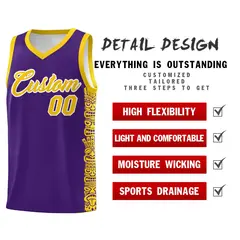 Purple Gold Indians Pattern Basketball Uniform Jersey 2
