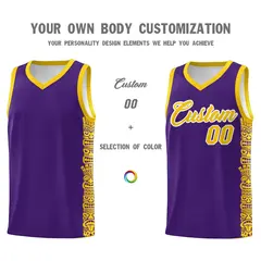 Purple Gold Indians Pattern Basketball Uniform Jersey 3