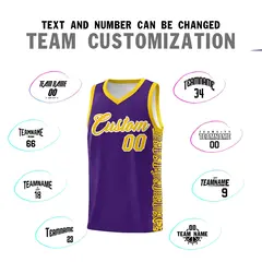 Purple Gold Indians Pattern Basketball Uniform Jersey 4
