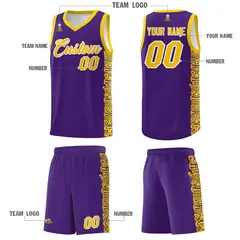 Purple Gold Indians Pattern Basketball Uniform Jersey 5
