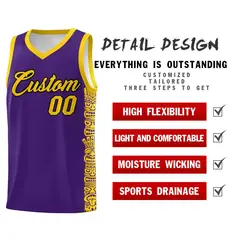 Purple Gold Indians Pattern Basketball Uniform Jersey 2