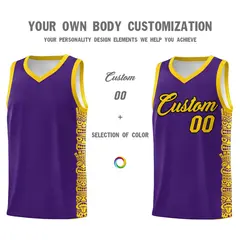 Purple Gold Indians Pattern Basketball Uniform Jersey 3