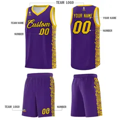 Purple Gold Indians Pattern Basketball Uniform Jersey 5