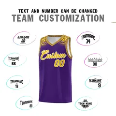 Purple Gold Indians Print Basketball Uniform Jersey 4