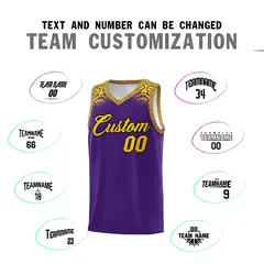 Purple Gold Indians Print Basketball Uniform Jersey 4