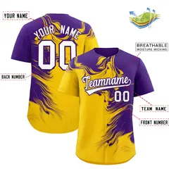 Purple Gold Ink Pattern Authentic Baseball Jersey 2