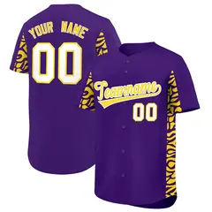 Purple Gold Leopard Graffiti Side Design Baseball Jersey 1